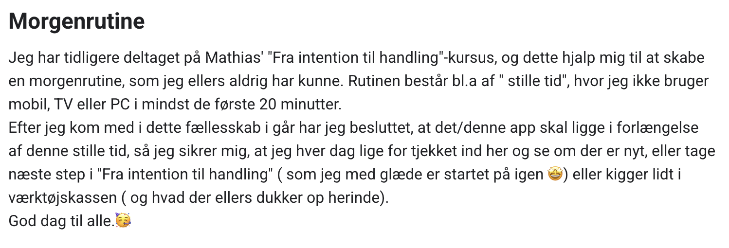 Skool-post om morgenrutine